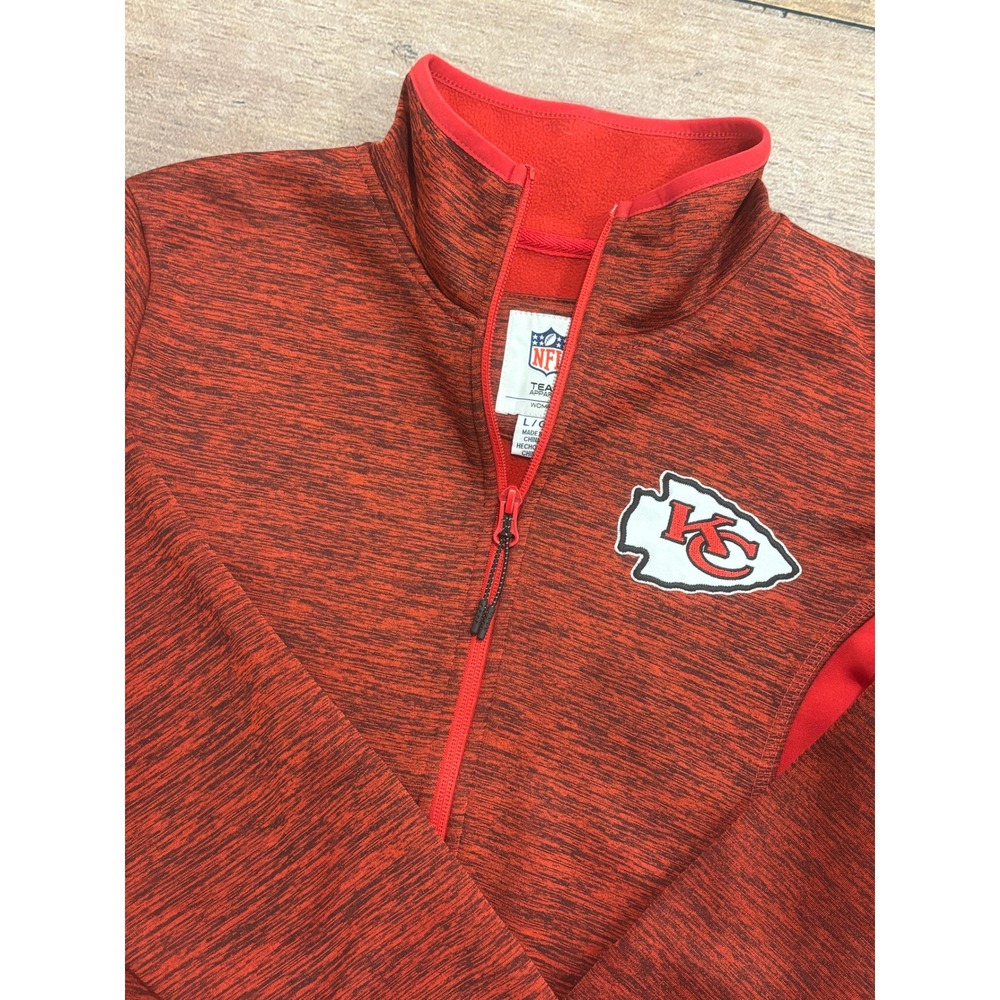 NFL Team Apparel Kansas City Chiefs Women Red Space Dye Full Zip Fleece Jacket L